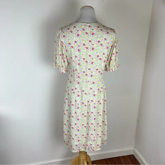 Charlie Holiday Floral Button Down Dress Puff Sleeves Size 4 / Small - Picture 6 of 8